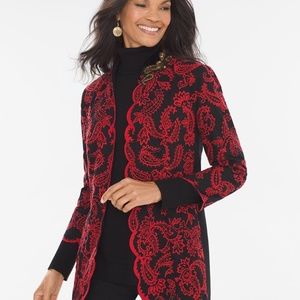 NWT Chico’s Limited Edition Red Black Embroidered Jacket 0